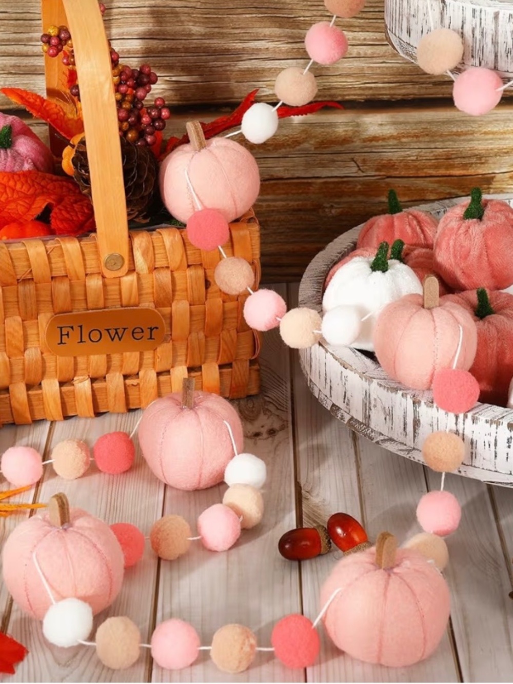 Pink 3D Pumpkin Shape Hanging Garland